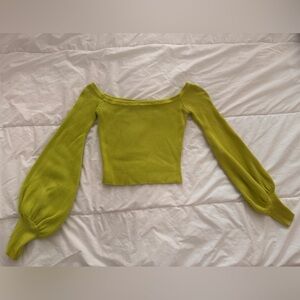 Fashion Nova Chartreuse Ribbed Knit Top